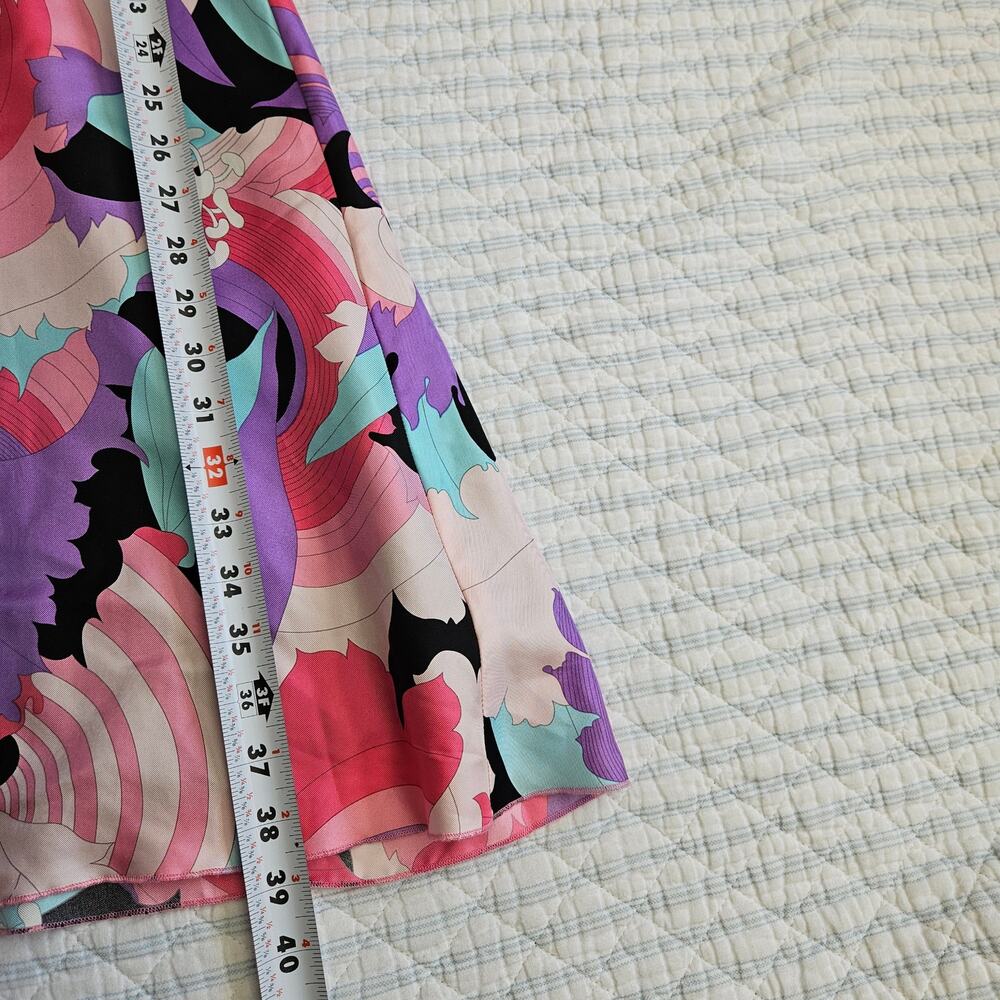 Y2k Silk Mini Dress Preppy Colorful Vintage - Size 4 - Picture 5 of 6